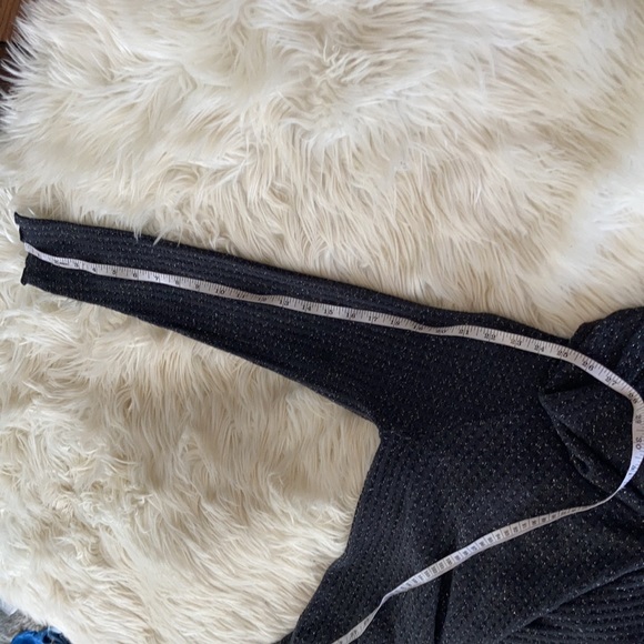 Chaser charcoal grey black glittery waffle knit funnel neck open back sweater - Picture 16 of 17